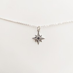 Colgante Collar Estrella Polar Rosa De Los Vientos para Mujer Hombre Plata De Ley 925