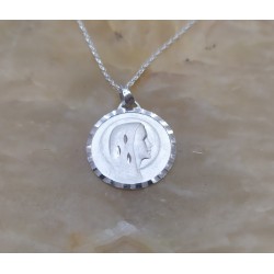 Medalla Collar Virgen Maria Plata De Ley 925