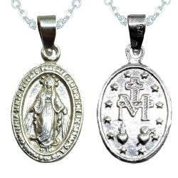 Colgante Collar Virgen Milagrosa Inmaculada Plata De Ley 925