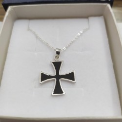 Colgante Collar Cruz De Malta Templaria Hierro para Mujer Hombre Plata De Ley 925