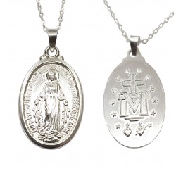 Colgante Collar Virgen Milagrosa Inmaculada - Plata De Ley 925 Incluye Cadena De Plata De 45cm Y Estuche para Regalo