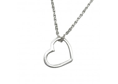 Collar Colgante Corazon Hueco - Plata De Ley 925 Incluye Cadena De Plata De 45cm Y Estuche para Regalo