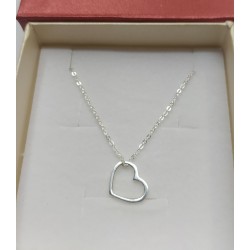 Collar Colgante Corazon Hueco - Plata De Ley 925 Incluye Cadena De Plata De 45cm Y Estuche para Regalo