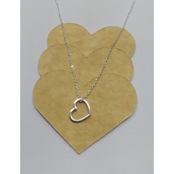 Collar Colgante Corazon Hueco - Plata De Ley 925 Incluye Cadena De Plata De 45cm Y Estuche para Regalo