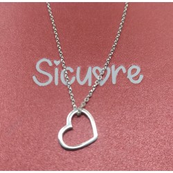 Collar Colgante Corazon Hueco - Plata De Ley 925 Incluye Cadena De Plata De 45cm Y Estuche para Regalo