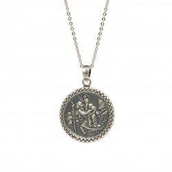 Collar Medalla San Cristobal para Mujer Hombre Plata de Ley 925