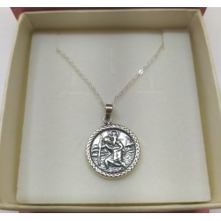 Collar Medalla San Cristobal para Mujer Hombre Plata de Ley 925