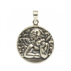 Medalla Colgante Angel de la Guarda Querubin para Mujer Hombre Plata de Ley 925