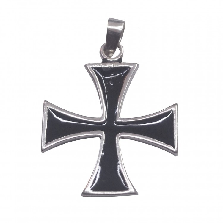 Colgante Collar Cruz De Malta Templaria Hierro para Mujer Hombre Plata De Ley 925